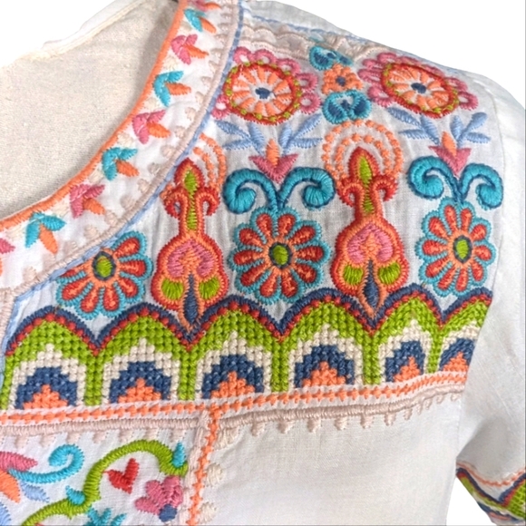 Johnny Was --Tama Boho Embroidered Drap Top..Size Small - Picture 6 of 8
